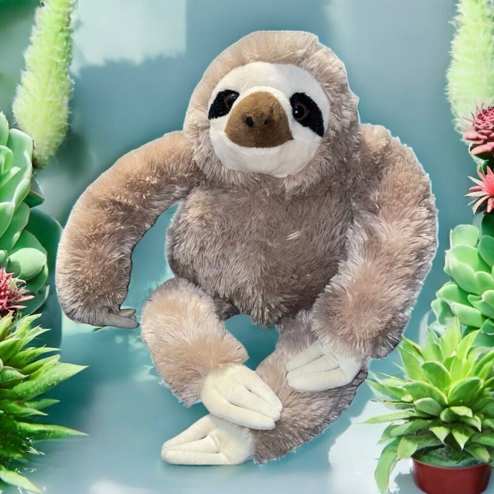 Adventure Planet Sloth Plush 14" Realistic Brown Stuffed Animal Safari Toy